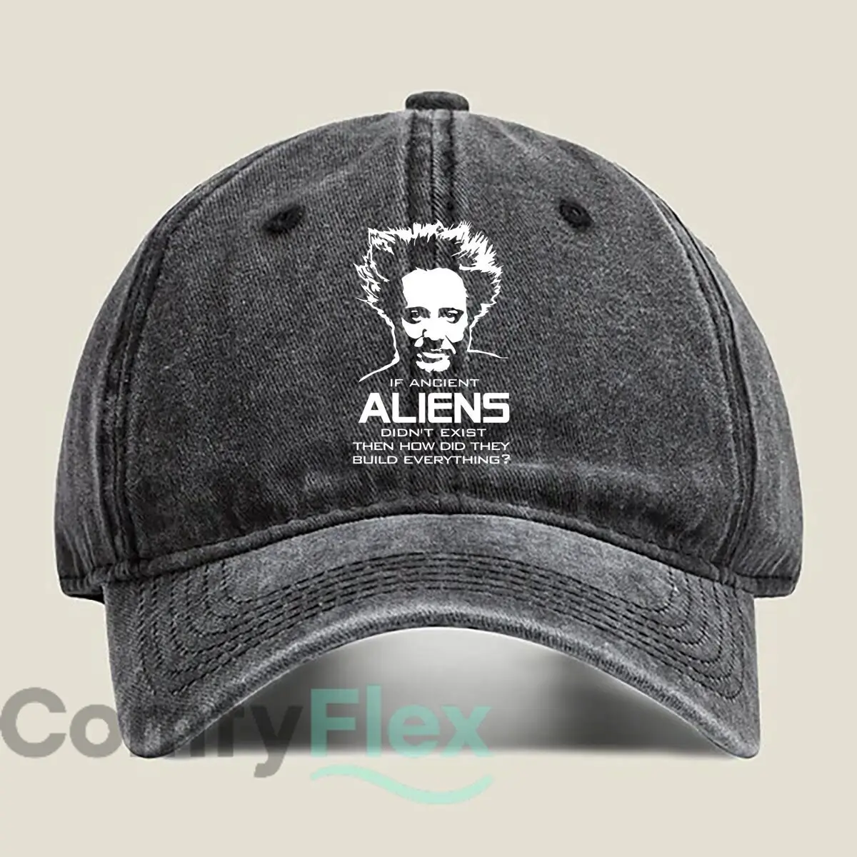 “IF ANCIENT ALIENS DIDN'T EXIST THEN HOW DID THEY BUILD EVERYTHING” Text Unisex Washed Baseball Cap  Outdoor Run