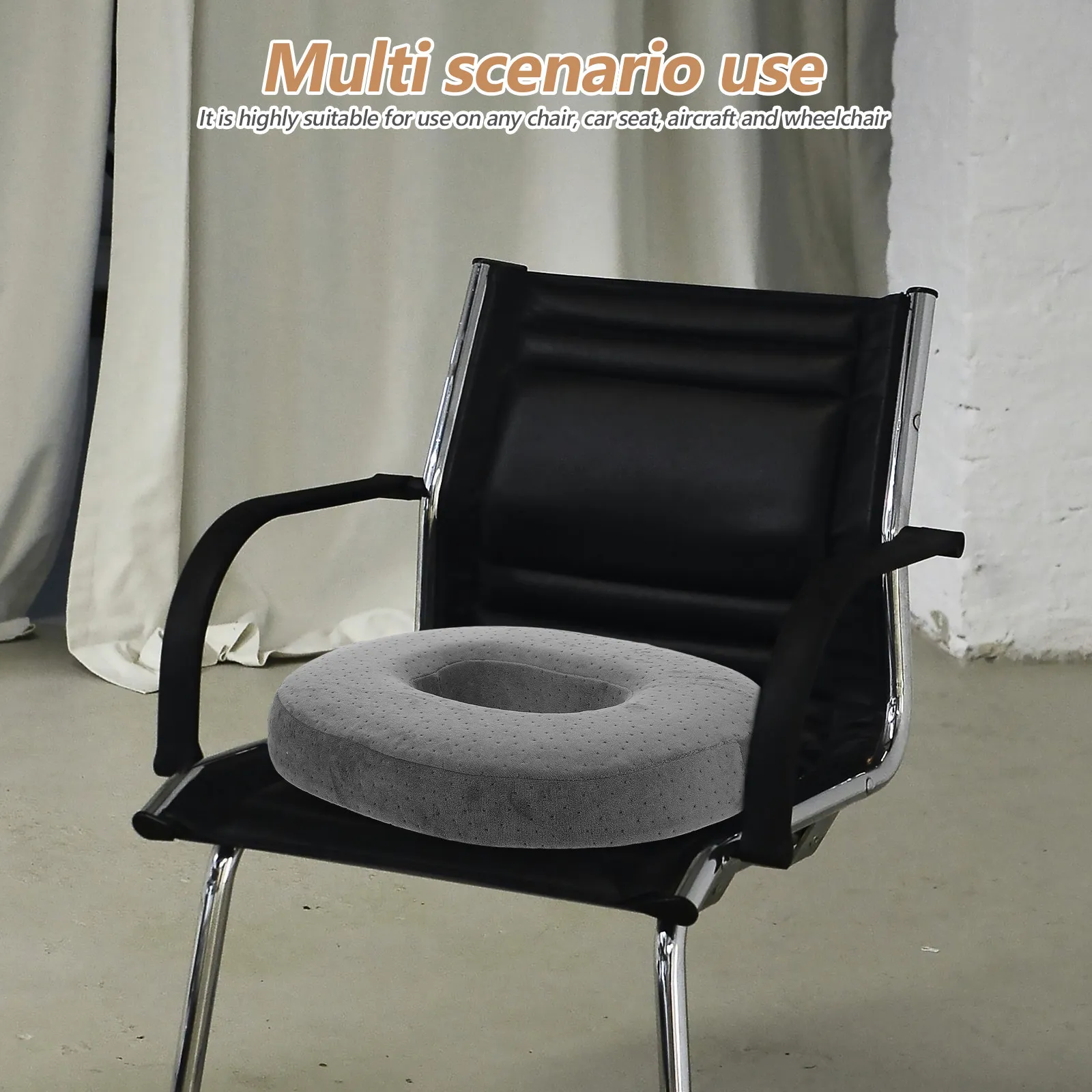 13.76x16.9 Inch Memory Foam Donut Seat Cushion Breathable Hollow Center Ergonomic Office Chair Bar Stool Wheelchair Travel
