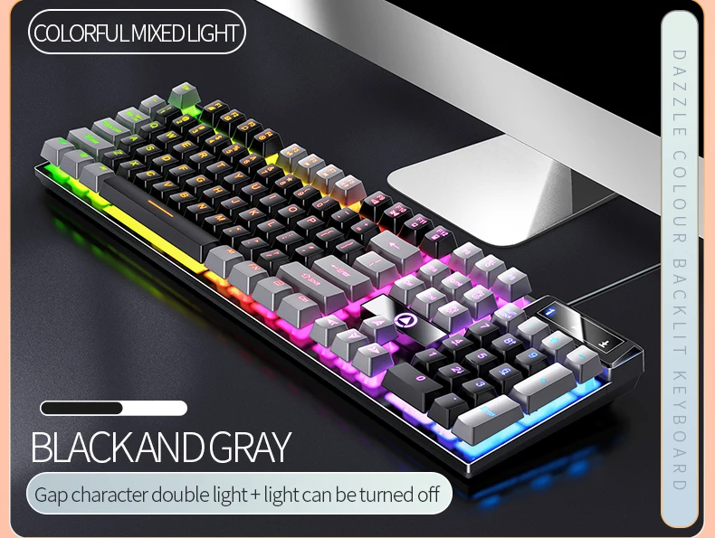 Gaming-Tastatur mit 104-Tasten, kabelgebundene Tastatur, farblich abgestimmt, Hintergrundbeleuchtung, mechanisches Gefühl, Computer-E-Sport-Peripheriegeräte für Desktop-Laptops – Detail 10