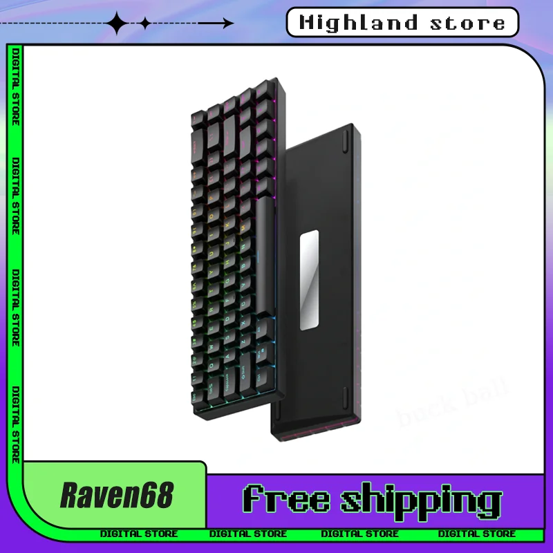 Teamwolf Raven68 Magnetic Switch Gamer Keyboard Wired 68keys Hot Swap Mechanical Keyboards Quick Trigger Rgb Fps Gaming Keyboard