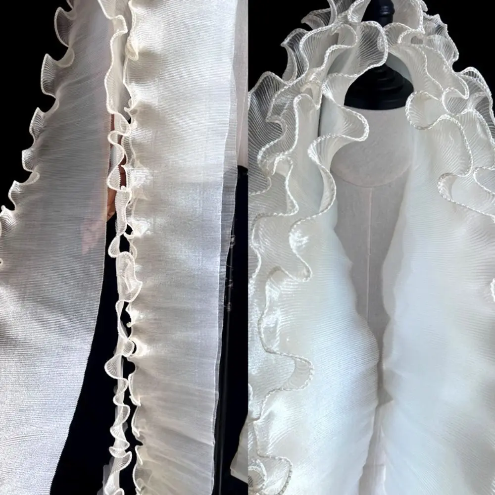 2 Yard Flounce Wave Lace Fabric Fashion Gradient Color Pleat Mesh Organza 12cm Wide Ruffle Dress Accessories