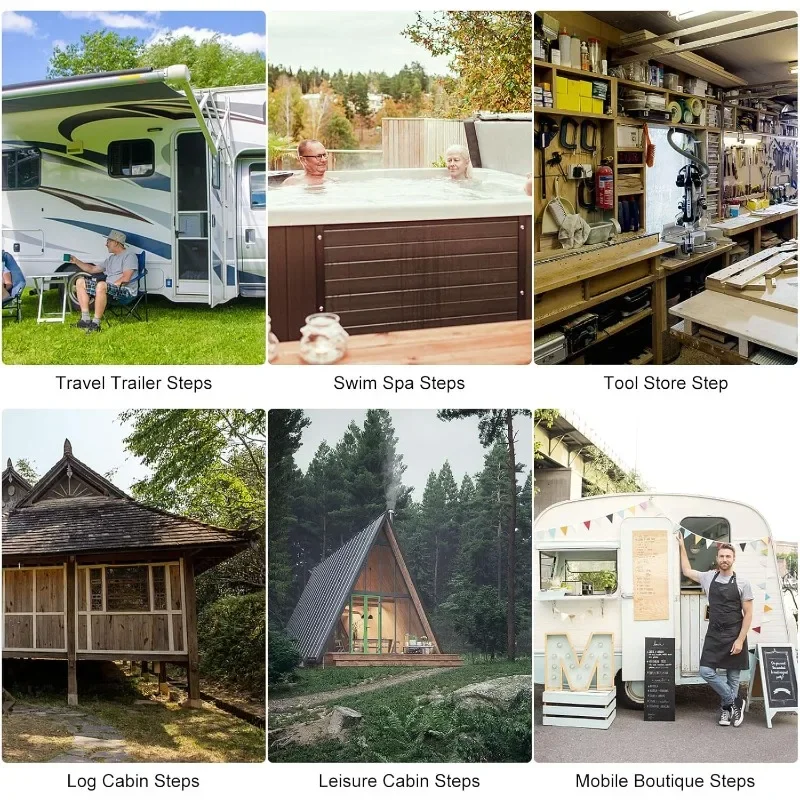 RV Steps with Handrail,4 Steps Hot Tub Steps with Handrail