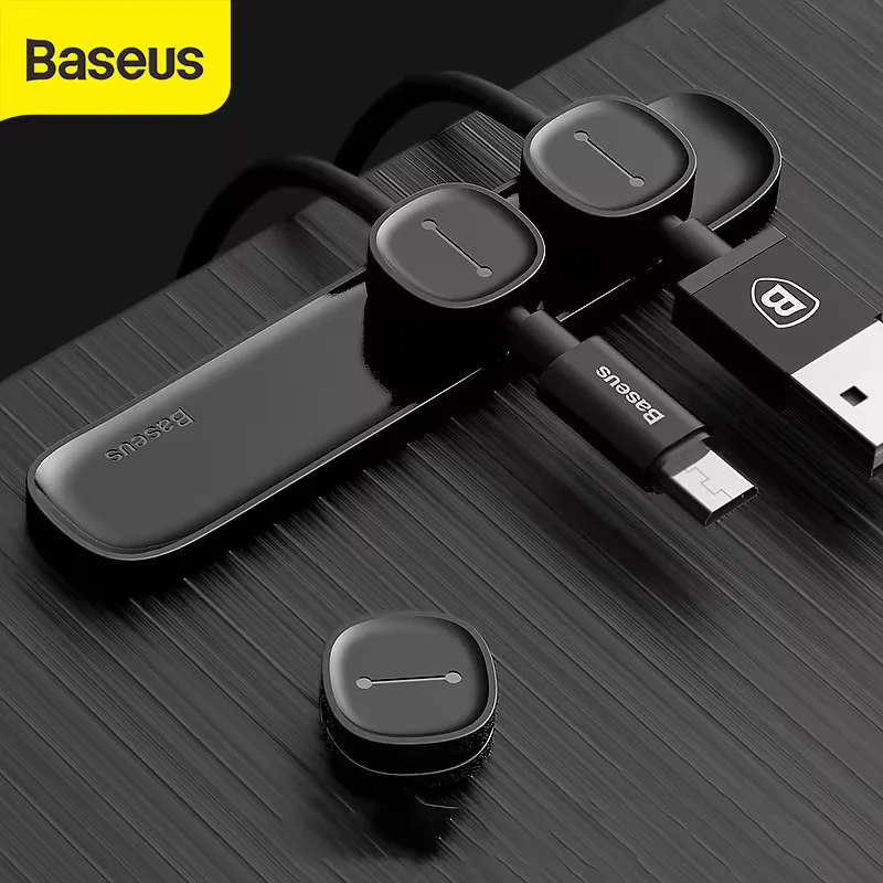 Baseus-デスクトップ用の磁気保護ケーブルクリップ,整理整頓されたケーブルホルダー,USB充電器,ケーブル管理