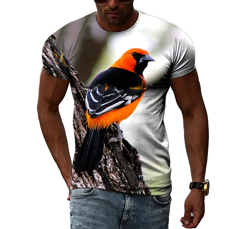 Summer Hot Selling Men's T-shirts All Kinds Of Beautiful Birds 3D Printing Dynamic Fashion Casual Handsome O-Neck Short Sleeves