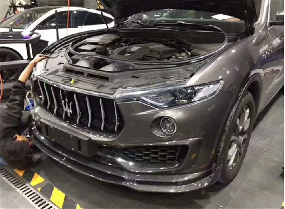 Suitable for Maserati Levante, genuine carbon fiber M-type front bumper wind blade decorative spoiler body kit