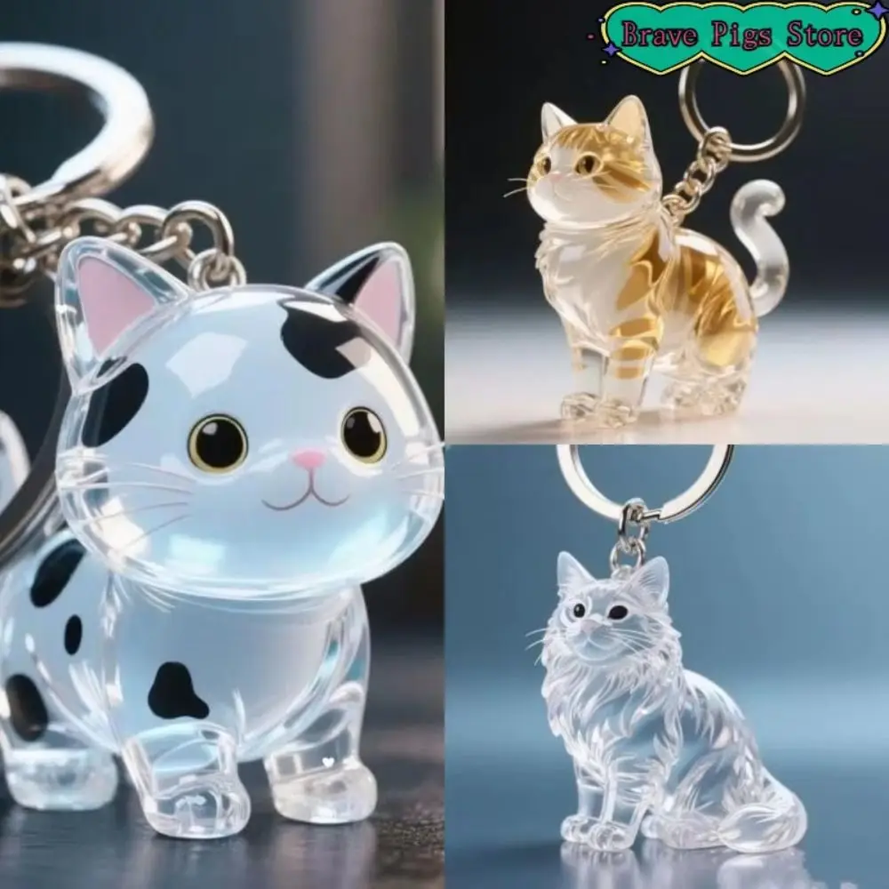 Transparent Cat Hair Acrylic Keychain Handmade Siamese Cat Cat Hair Storage Box Portable Stylish Dog Fur Storage Pendant