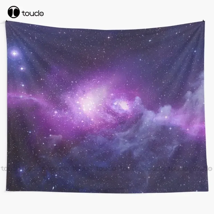 Galaxy Space Awesome Purple Stars Tapestry Tapestry Wall Hanging For Living Room Bedroom Dorm Room Home Decor Printed Tapestry