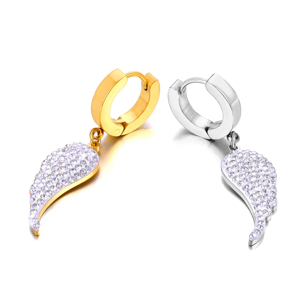 JeeMango Hochwertige Edelstahl-Ohrringe in Goldfarbe für Damen, luxuriöse glänzende CZ-Zirkon-Ohrringe, Hochzeitsschmuck E26086 – Detail 10