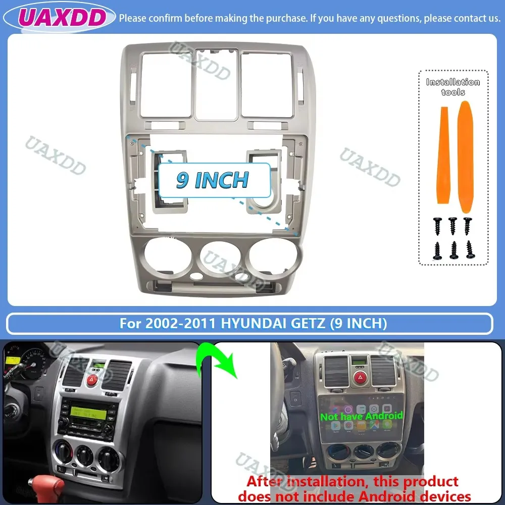 For 2002-2011 Hyundai GETZ 9inch 2 Din Car stereo radio Android frame panel fascia cable video harness adapter player dashboard