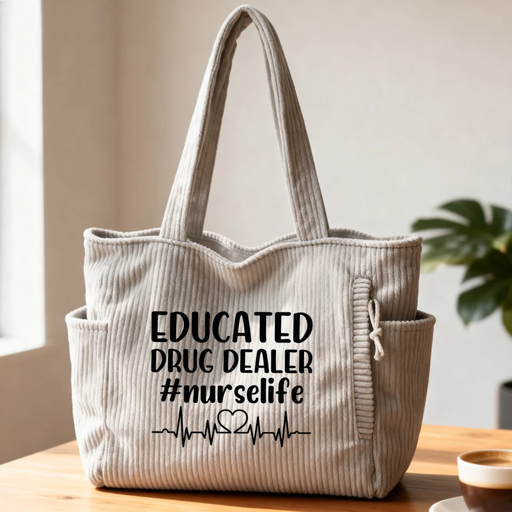 

Women's Corduroy Tote Bag, Travel Organizer Laptop Bag, Mother's Day Birthday Gift for Her, Christmas Present, Daily Weekend