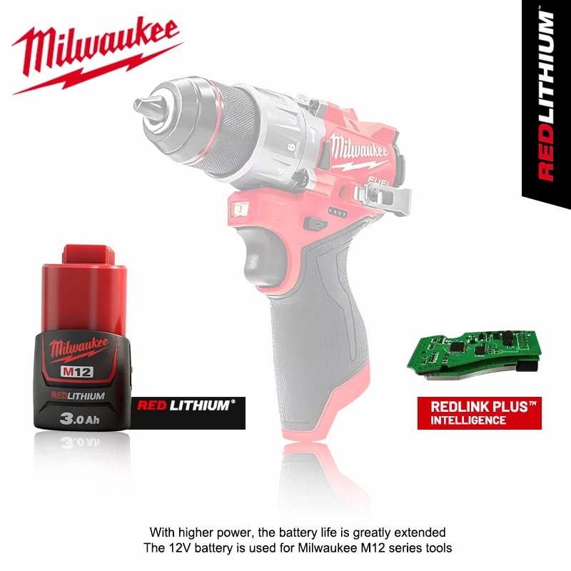 12 فولت بطارية ميلووكي M12 بطارية قابلة للشحن لأداة M12B4 ميلووكي M12 48-11-2402 48-11-2411 48-11-2401MIL-12A-LI أدوات