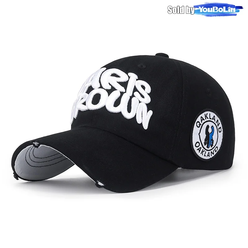 خطابات 3D التطريز حافة هول ممزق القطن قابل للتعديل قبعة بيسبول قبعة الشمس قبعات سائقي الشاحنات قبعات للآباء