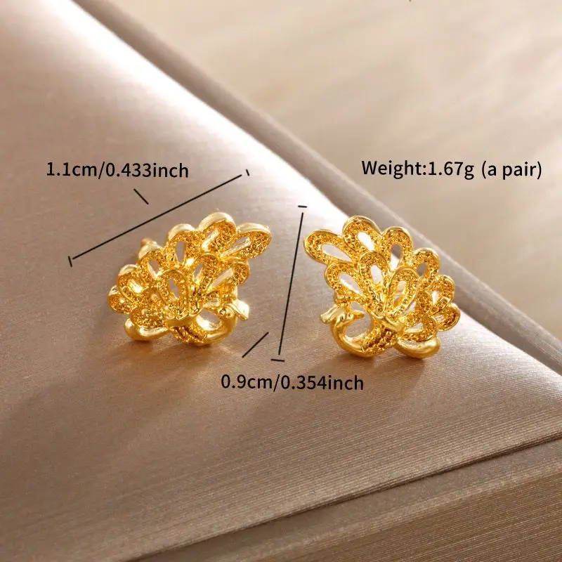 أسعار الجملة --- أقراط الطاووس للنساء الأزياء والمجوهرات الذهب الخالص مطلي النيكل الحرة