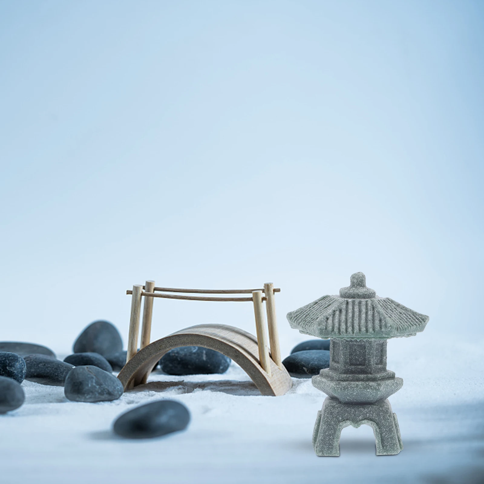 

Lantern Stone Statue Green Sandstone Ornaments Pavilion Miniature Garden Decor Pagoda Statue Farmhouse Decorations Outdoor