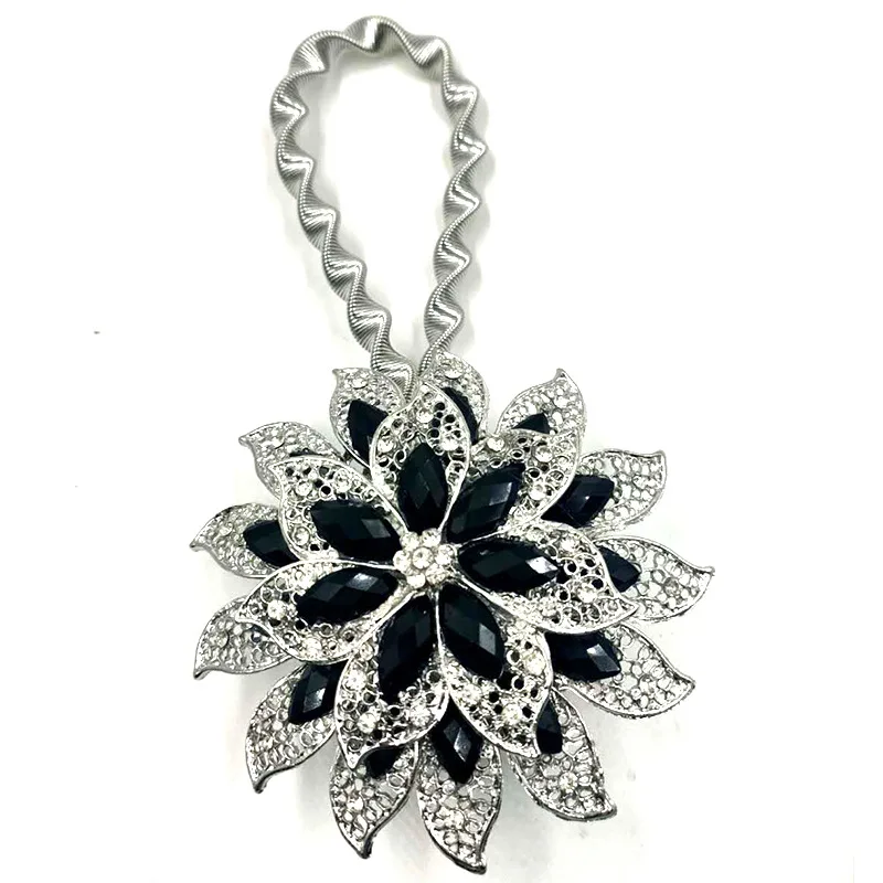 Colorful Curtain Buckle Flower Stretchable Spring Magnetic Curtain Clip Curtain Holder Rhinestone Creative Strap Flower Cortinas