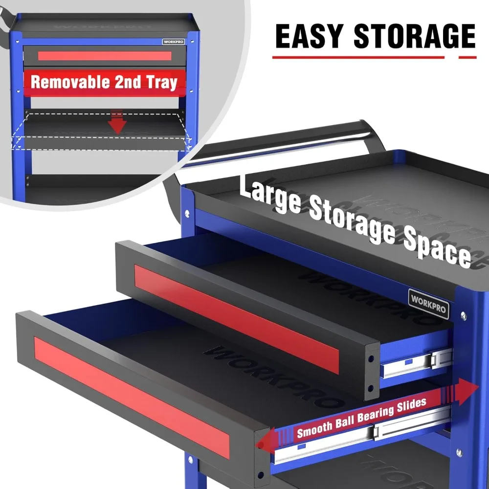 Heavy-Duty Industrial Utility Cart with 28-Inch Premium Storage and Rolling Drawers
