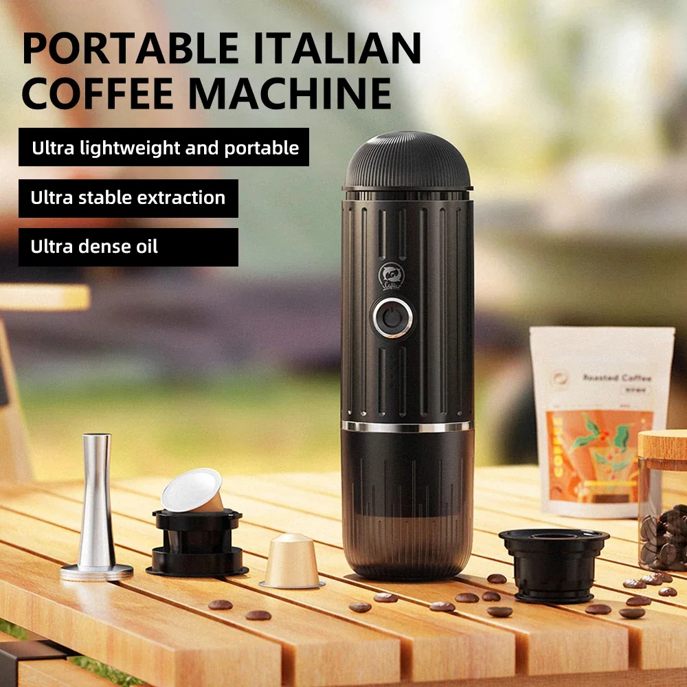 

ICafilas Portable ME2218 Mini 2-in-1 Italian capsule coffee maker automatically heats and grinds outdoor sports trips