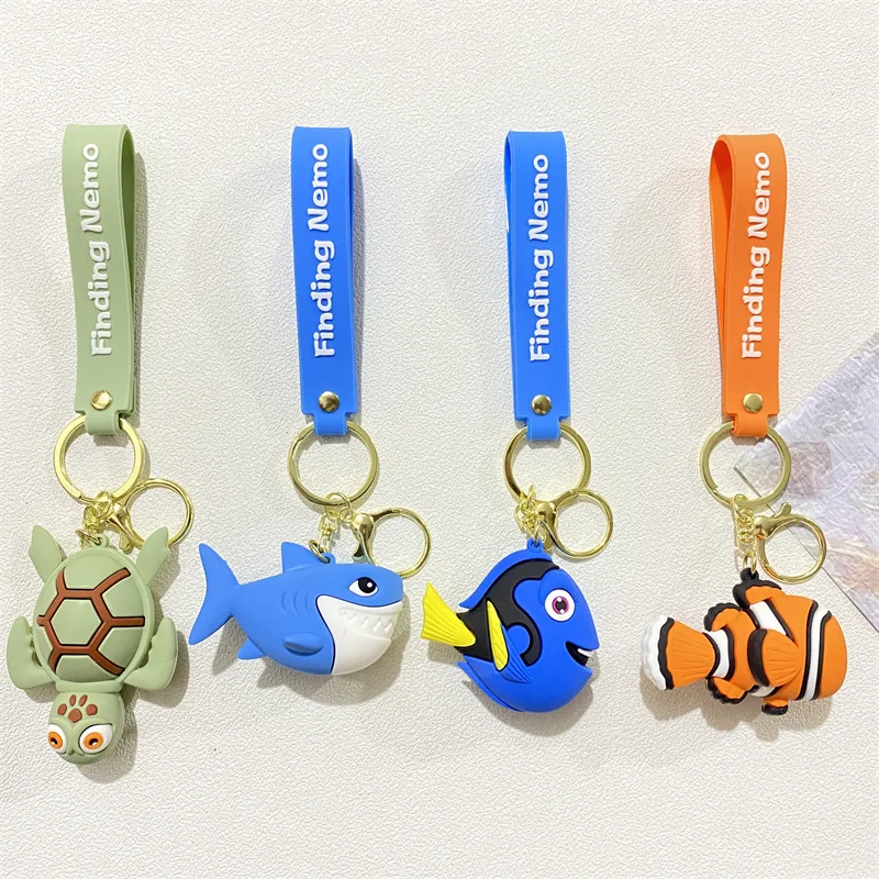 Disney Cartoon Finding Nemo Keychain On The Phone Cute Ocean Animals Clownfish Shark Keychain For Bags Toys Christmas Gifts