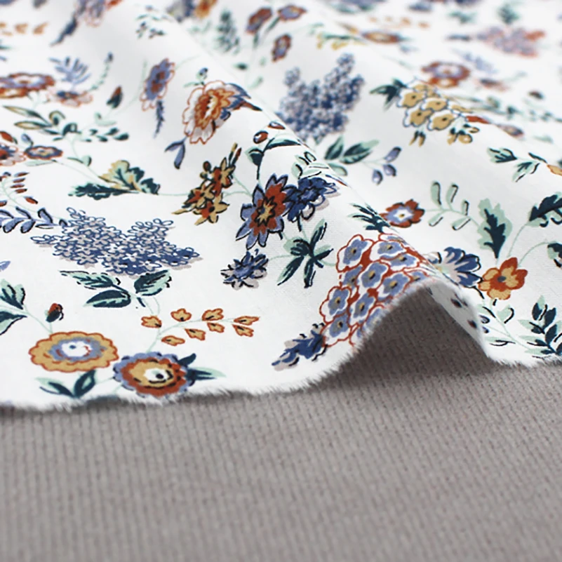 Small Floral Cotton Printed Fabric Fashion Pastoral Style Pure Cotton for Sewing by Half Meter