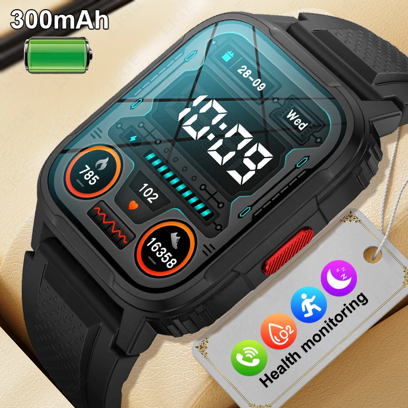 

LIGE New 1.95''Men's Smart Watches Sports Clock Male Waterproof Blood Oxygen Heart Rate Monitoring Bluetooth Call Smartwatch Men