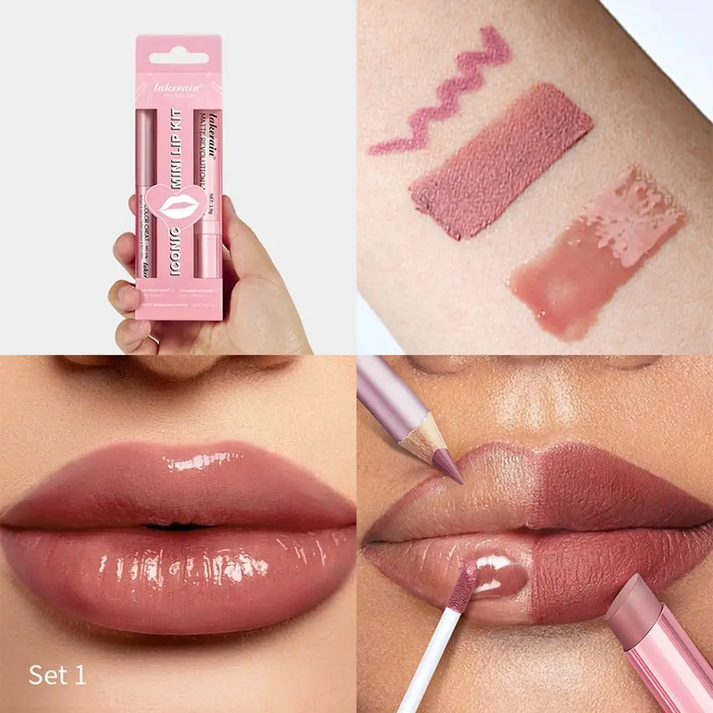 

3Pcs/Set Waterproof Lip Tint Cosmetics Set Long Lasting Non-stick Cup Mirror Lip Gloss Silky Smooth Texture
