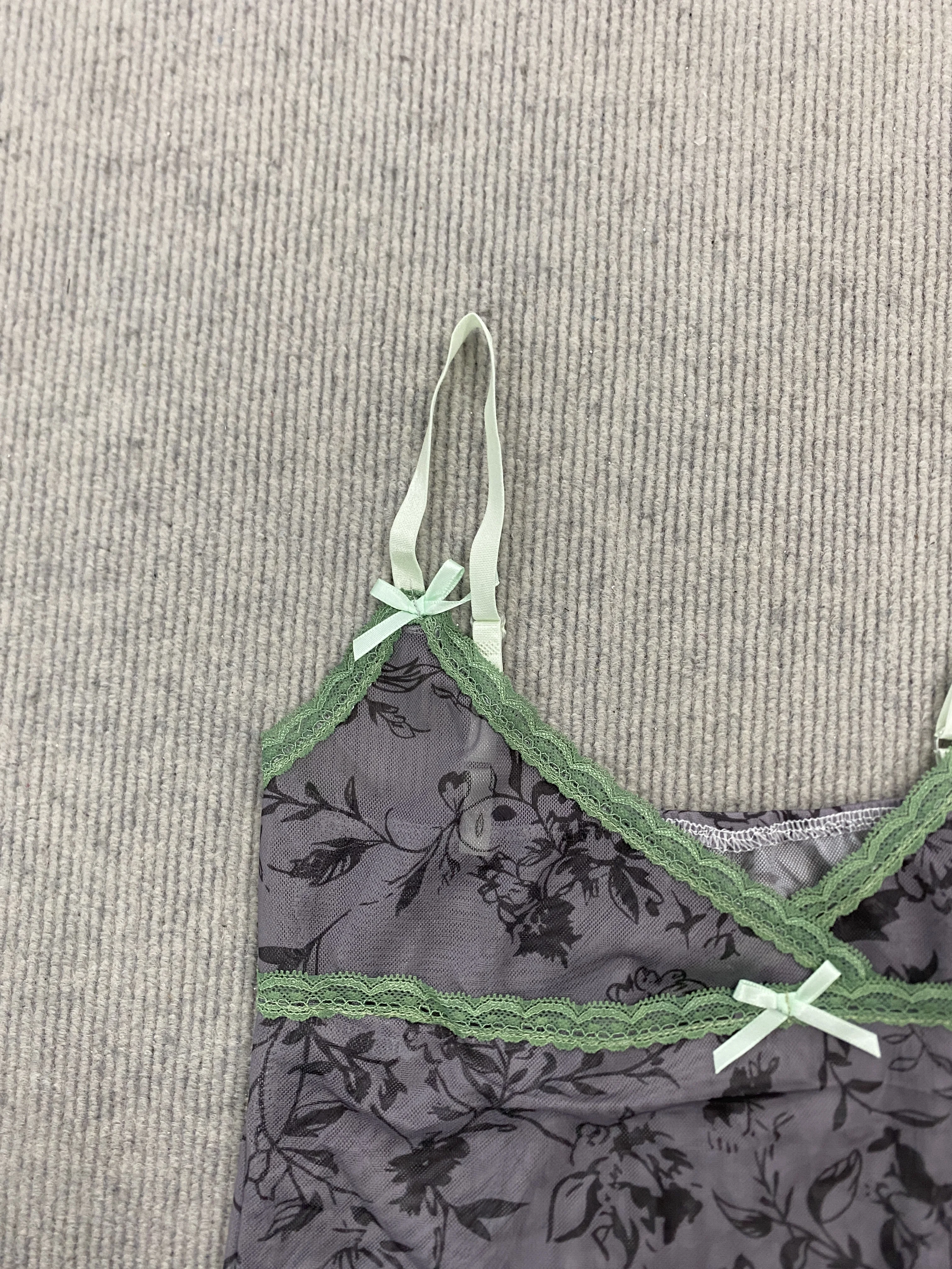 Floral Print Lace Trim Cami Top Women Sheer Mesh Bow Detail Adjustable Strap Y2K Fairycore Crop Top All Season