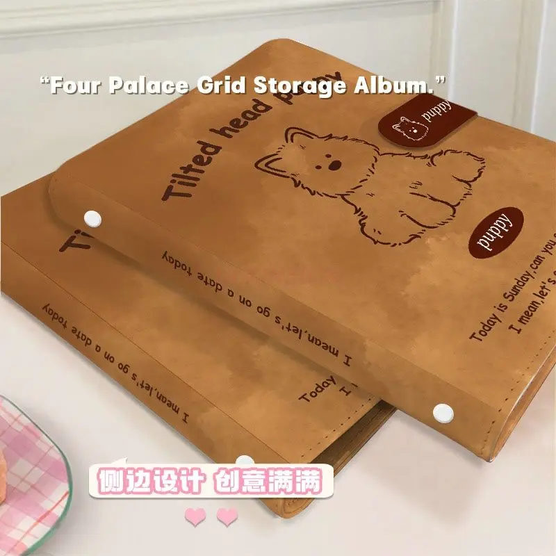 1book Puppy Katie Album 3-inch quad grid PU leather detachable insert A5 storage book