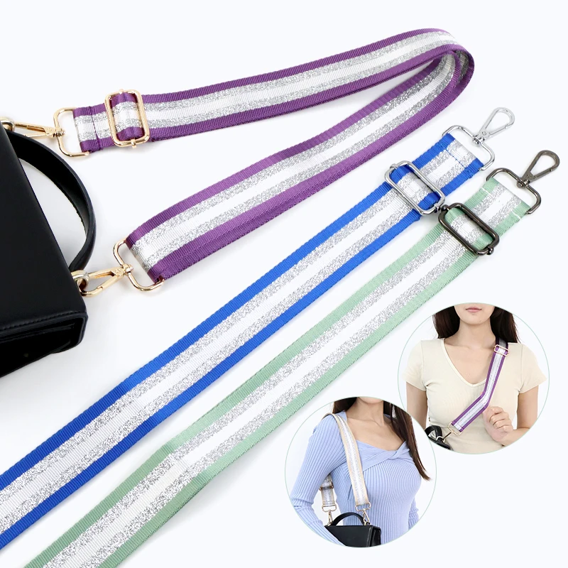 Deepeel 3,8 cm Damen-Taschenriemen, Farbe Silber, Seide, 80–130 cm, verstellbare Träger, One-Shoulder-Crossbody-Ersatztaschen-Zubehör – Detail 7