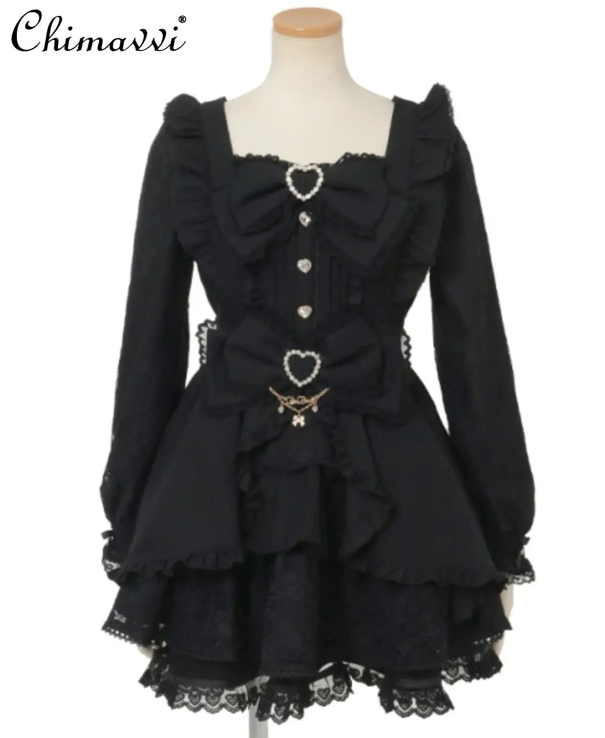 

Новый японский комплект Sweet Liz Lolita Mass-Produced, милое платье с длинными рукавами и бантом, комплект из топа и юбки, элегантный комплект принцессы для девочек из двух предметов