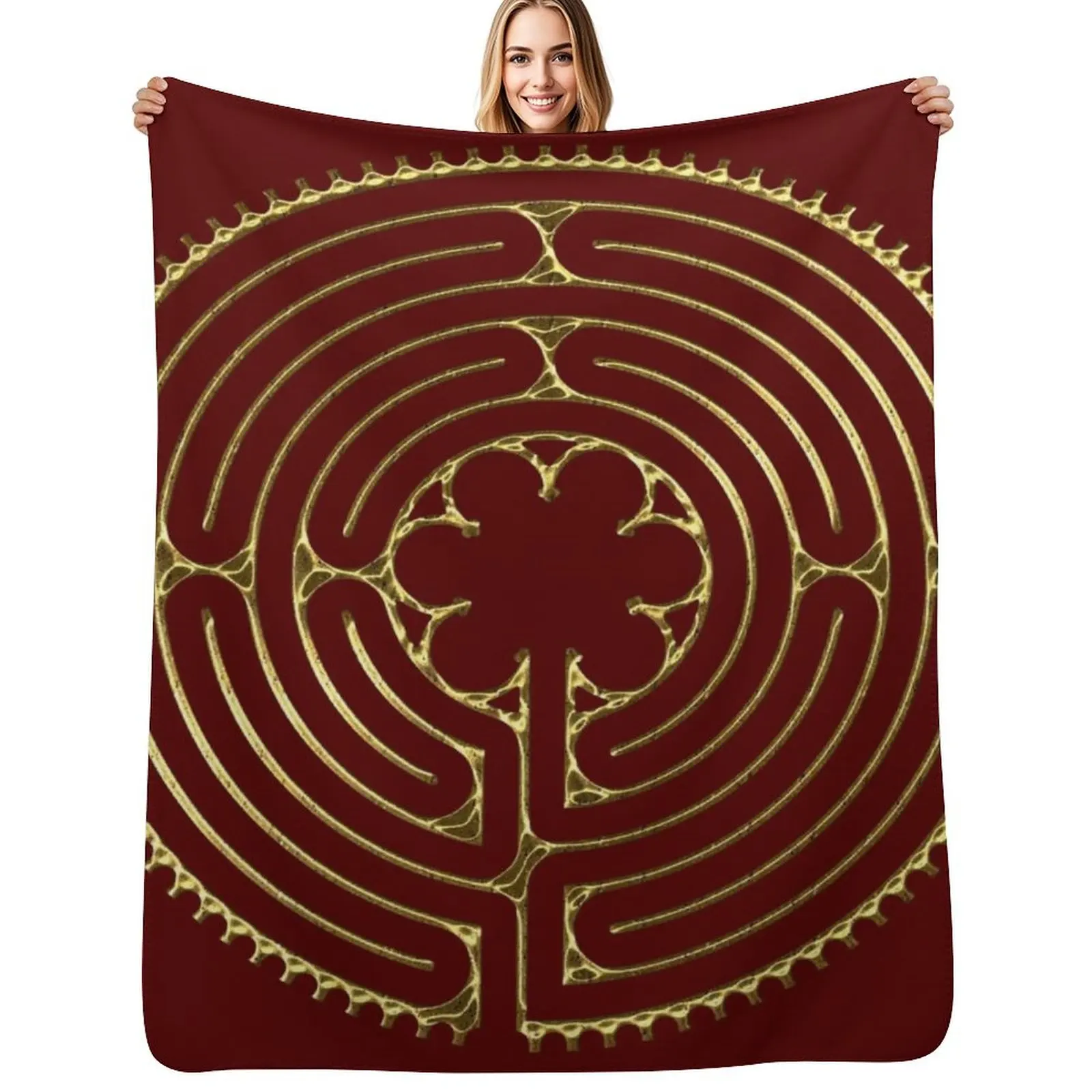 

Copy of Copy of CHARTRES Labyrinth - Short Way 4 Throw Blanket halloween Plaid Plush blankets ands Blankets