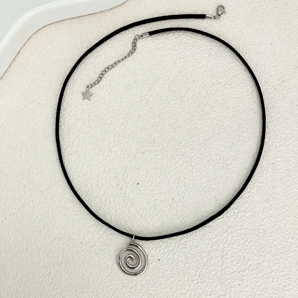 Y2k Edelstahl Wirbel Spirale geometrische Anhänger Halskette Retro Goth Halskette Grunge ästhetisches Accessoire