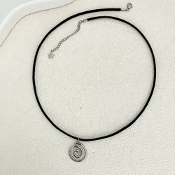 Y2K Stainless Steel Swirl Spiral Geometric Pendant Necklace Retro Goth Necklace Grunge Aesthetic Accessory