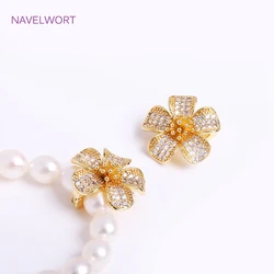 Trendy 18K Gold Plated Pearl Clasps Fasteners For Jewelry,Brass Metal Petal Pearl Clasps DIY Necklace Making Accessories