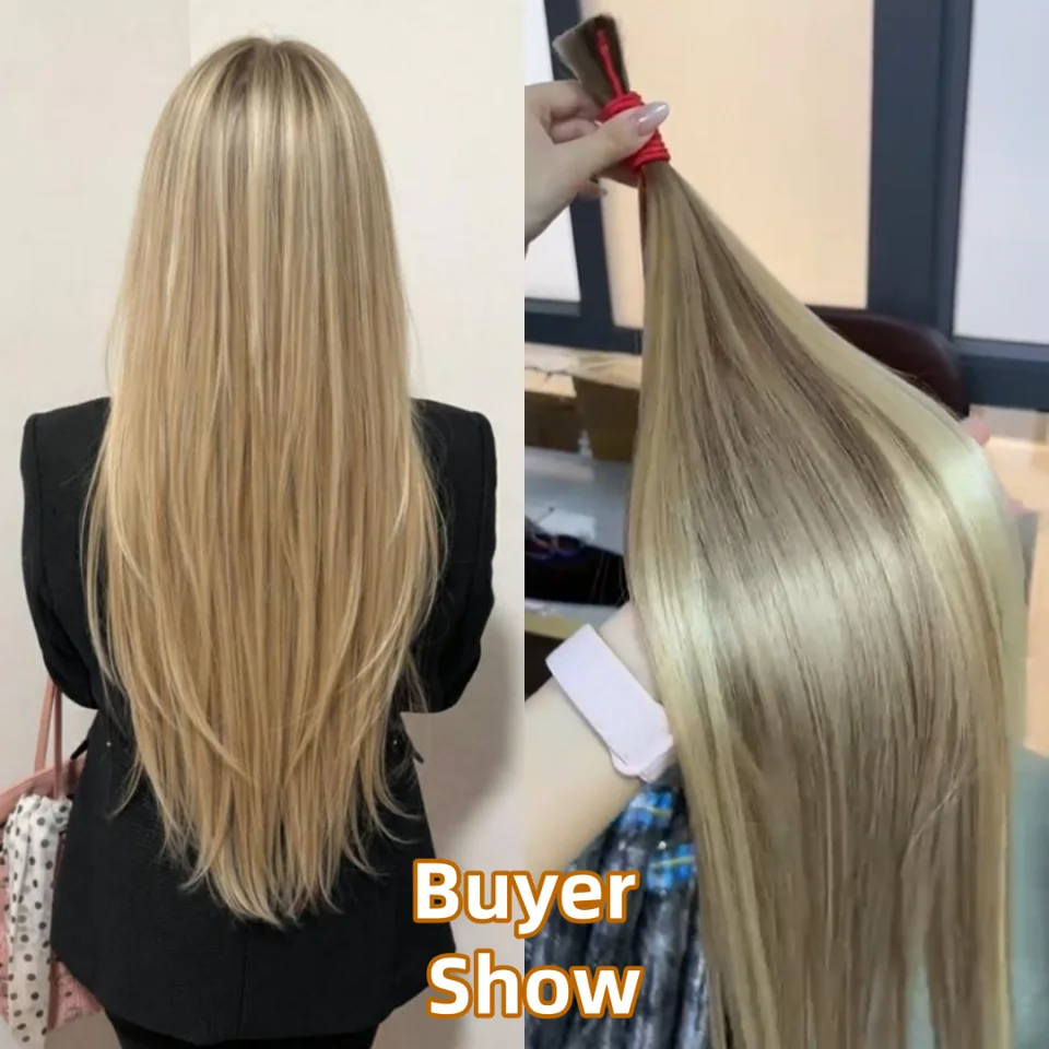 Cabello a granel 100% real, hecho a máquina, Remy virgen, lacio, 18-30 pulgadas, 100g, rubio natural, sin cinta 6