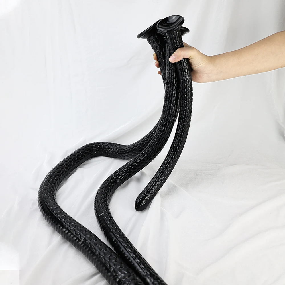 Giant Extra-long Anal Plug Black TPE Snake Head Monster Penis Fish-Scale Shaped Butt Plug Adult Toys Suitable for Homosexuals - view 5