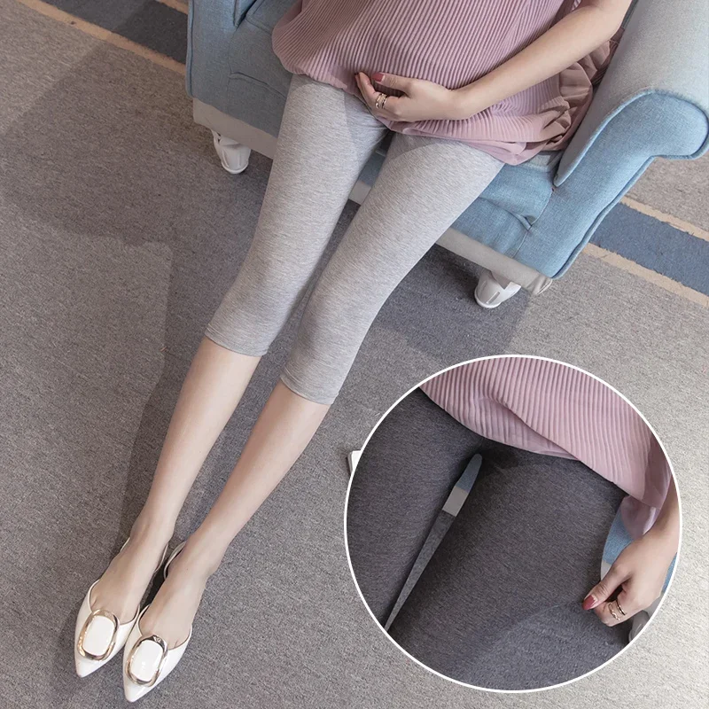 Celana legging ibu hamil, celana ketat ibu hamil musim panas, celana Modal warna Solid, celana hamil tipis ramping, grosir