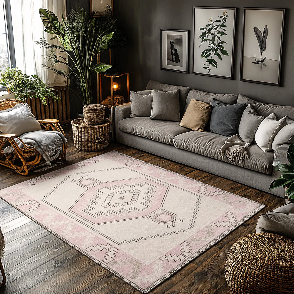 

Винтажный персидский ковер, моющийся нескользящий коврик, богемный напольный коврик, декор для гостиной, современные коврики с геометрическим узором, домашний декор