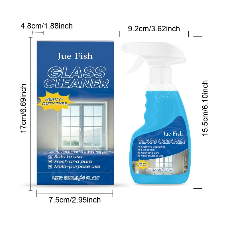 Stain Removing Glass Cleaner 120ml Glass Cleaning Sprayer Perfectly for Domestic Worker and Hotel Staff Professionals