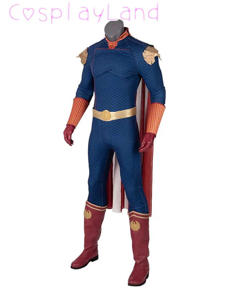 Disfraz de Homelander para adultos, traje de superhéroe de Antony Starr, mono con capa y zapatos, en Stock