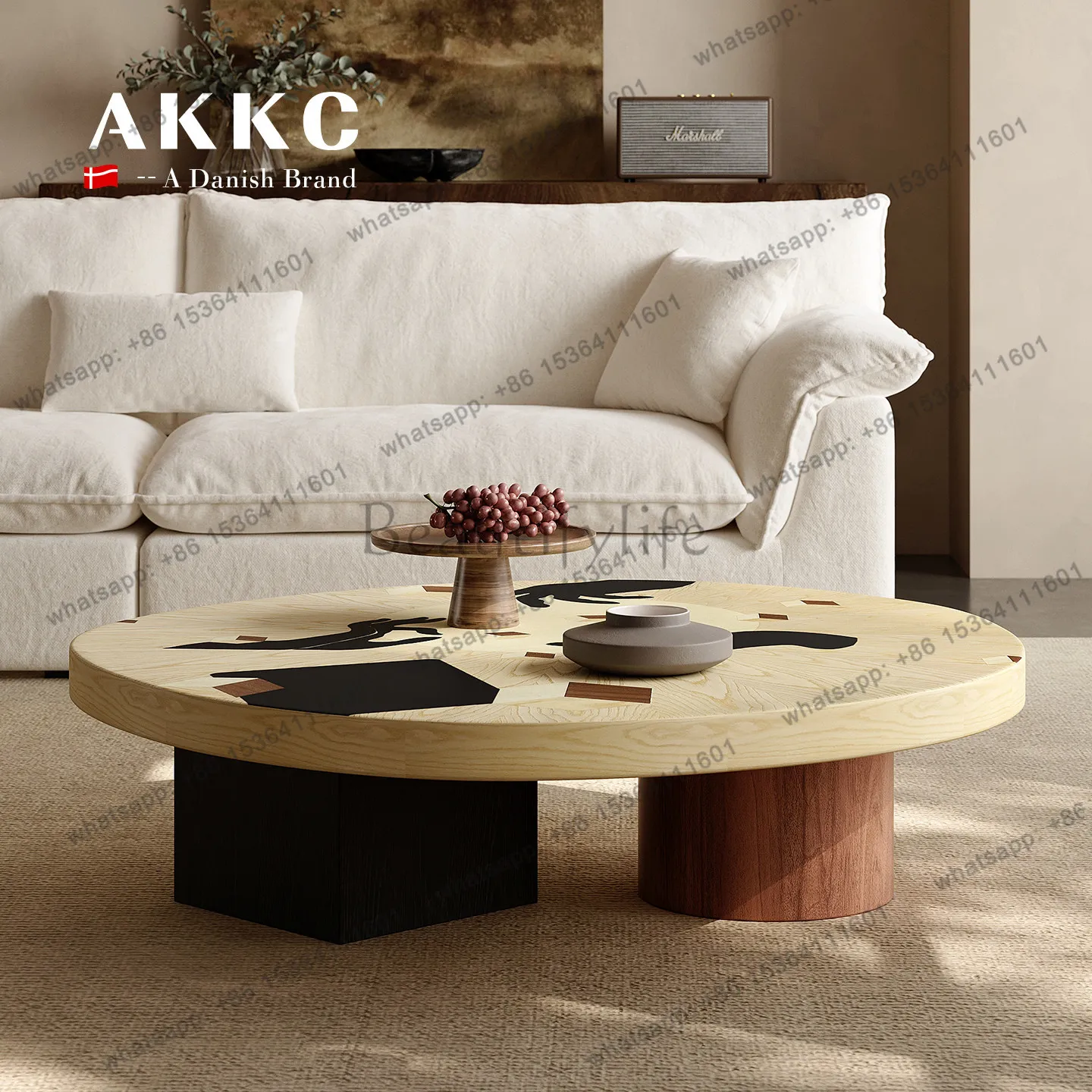 

Log wind minimalist coffee table round small apartment simple creative artist home living room designer coffee table