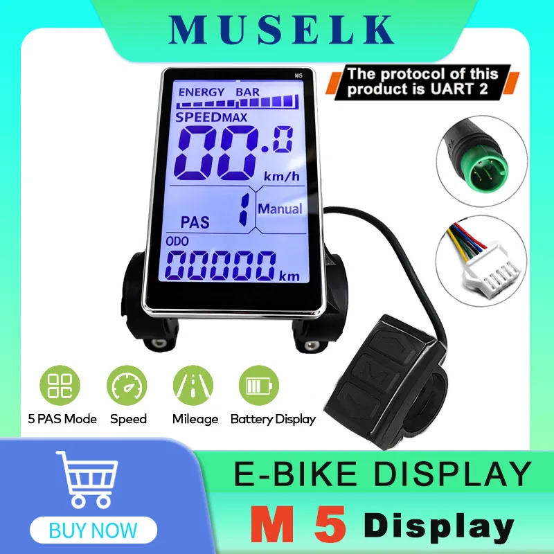 

UART2 M5 Electric Bicycle LCD Display Instrument 5-pin 24V 36V 48V 60V Electric Scooter Electric Bicycle Accessories
