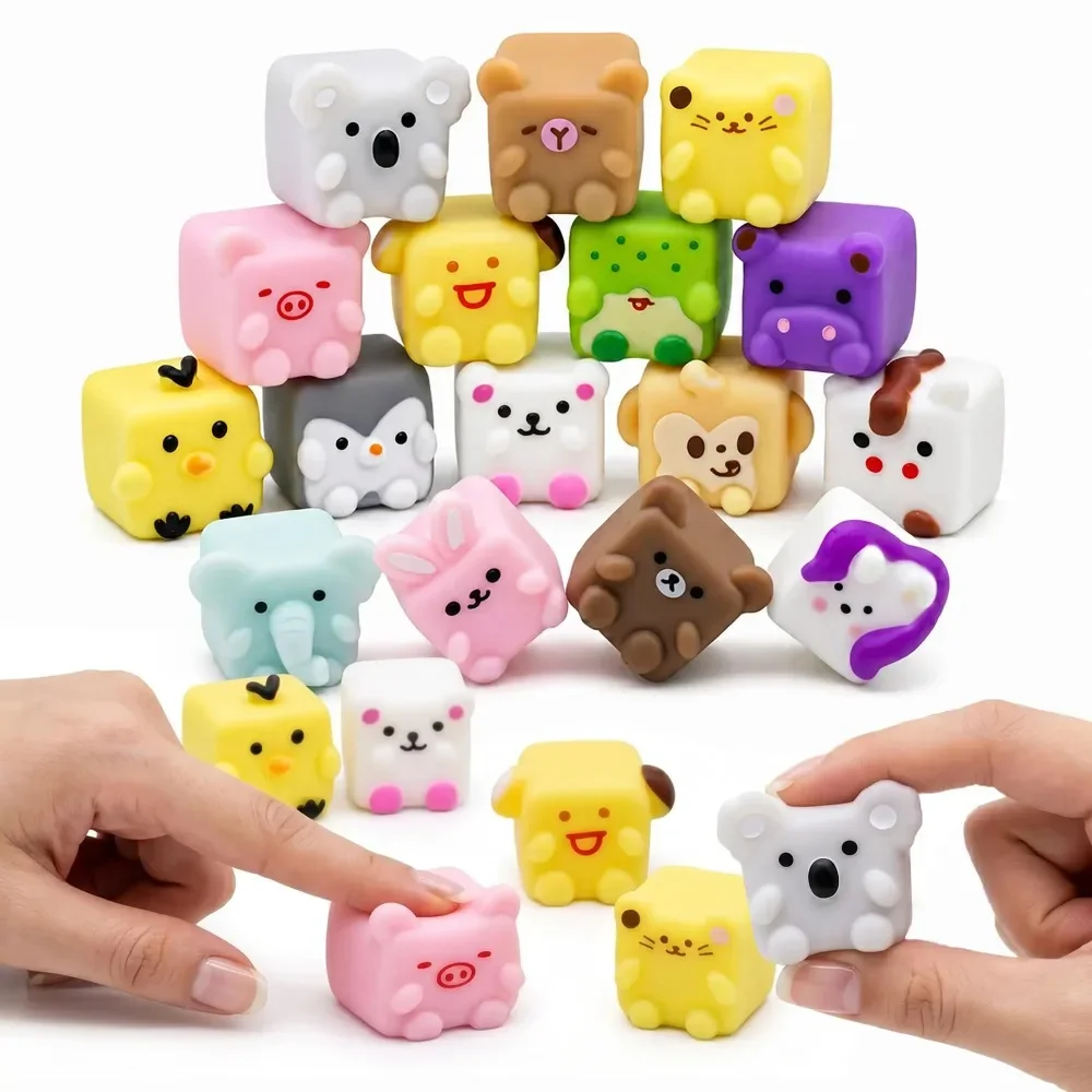 5/10/20/15pcs Mochi Squishy Toys Animal Squeeze Stress Relief Fidget Soft Sensory Cube for Kids Adults Party Favors Supplies