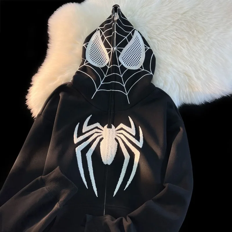 Nueva Marvel Anime Spiderman niños y niñas moda Cool diseño de dibujos animados Sudadera con capucha cremallera Cardigan Casual chaqueta suave suelta