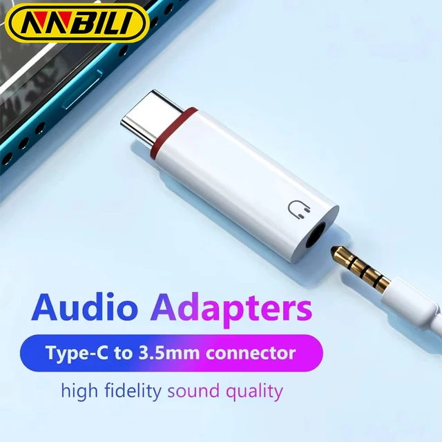 NNBILI Adapter słuchawkowy USB C na 3,5 mm Konwerter audio USB C na 3,5 mm do iPhone'a 15 Samsung Typ-C na złącze słuchawkowe 3,5 mm