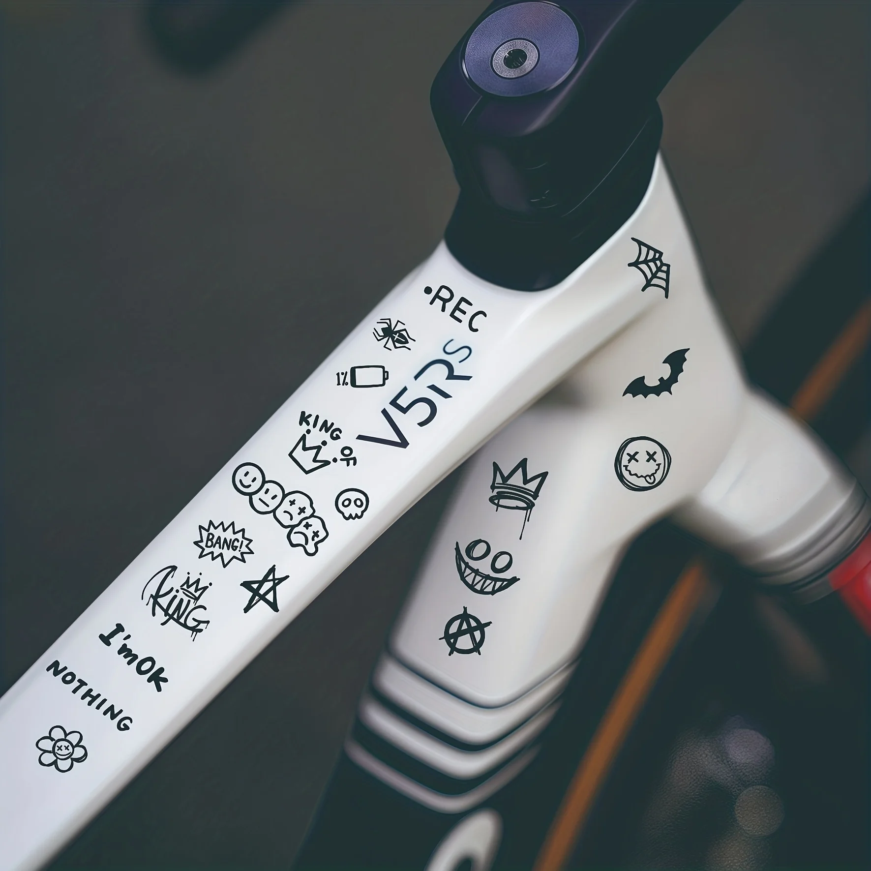 22 Piece Bike Frame Sticker Set | Suitable for mountain and road bikes, motorcycles and cars with animated patterns, glossy PVC
