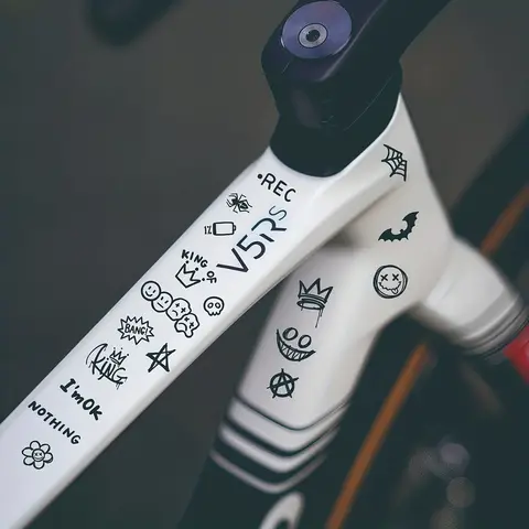 22 Piece Bike Frame Sticker Set | Suitable for mountain and road bikes, motorcycles and cars with animated patterns, glossy PVC