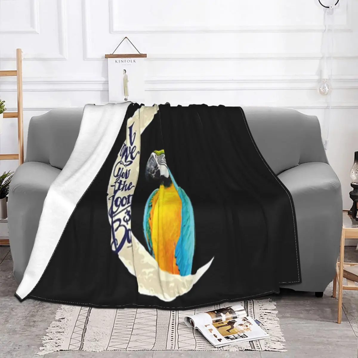 Parrot I Love You To The Moon And Back Interested Simple Pure Cheap Price Straight Cheap Price Hot Top Quality Throw Blanket