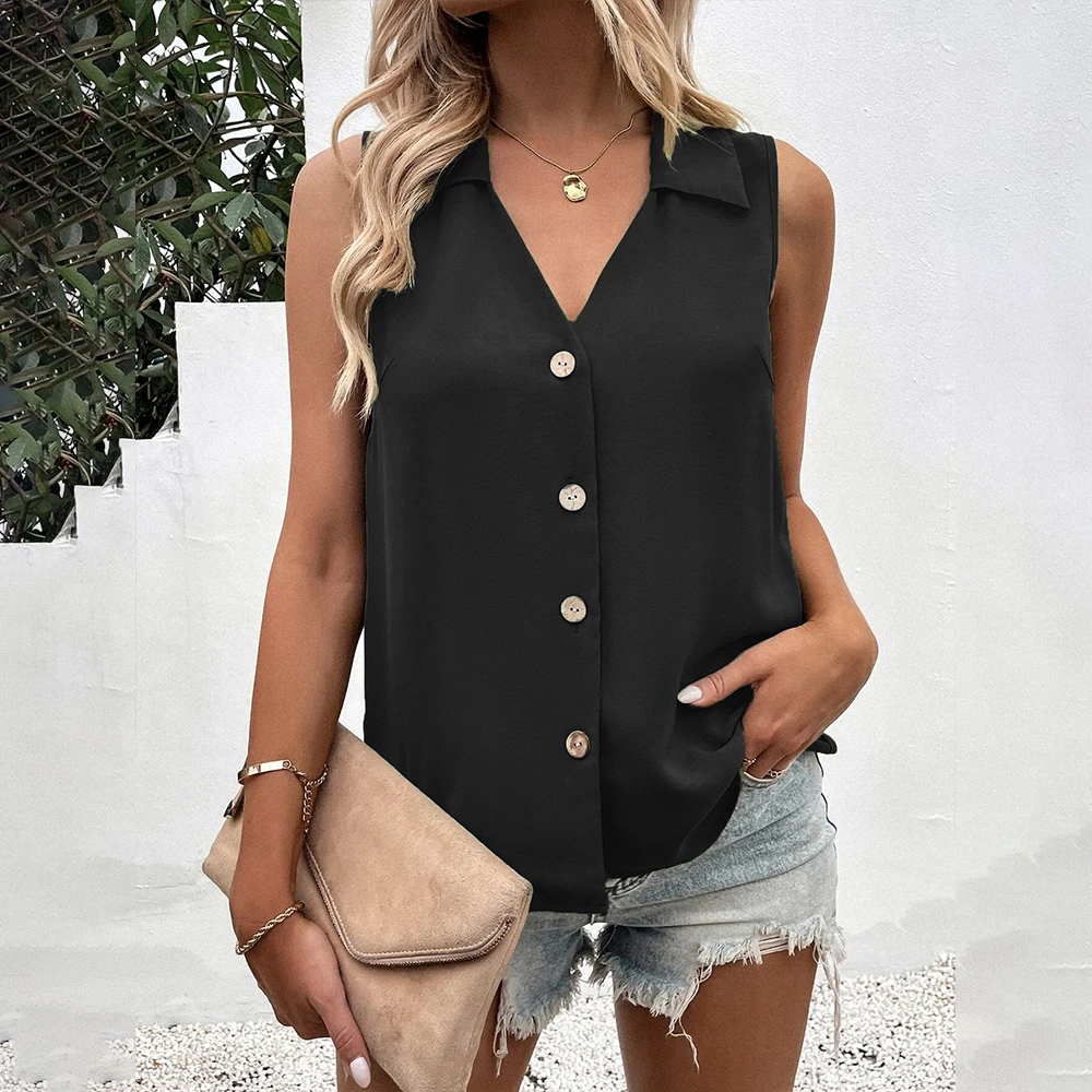 New Chiffon Vest Lady Shirt 2024 Summer Sexy Blouse Tops for Women Clothing Korean Tank Pullover Female Casual Slim T-shirt Tee