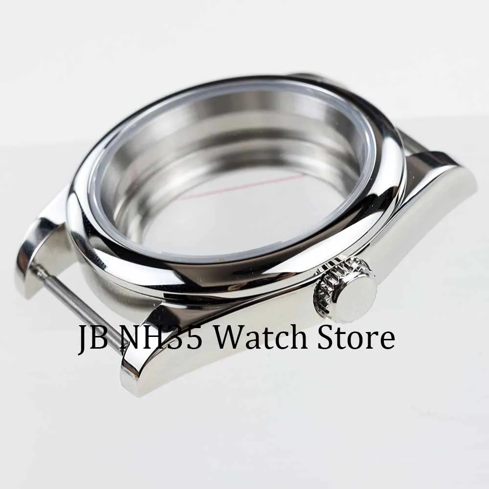 Silver 36mm /39mm Men\'s Watch Cases Sapphire Stainless Steel waterproof Parts For Seiko NH35 NH36 Movement 28.5mm Dial Hot Sale