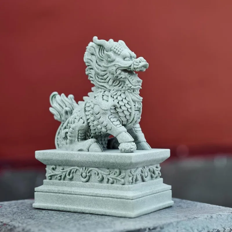 1 Pairs Guardian كيلين التماثيل الصينية فنغ شوي التماثيل الزخرفية غرفة المعيشة المنزلي بار مقهى ديكور مكتب حلية